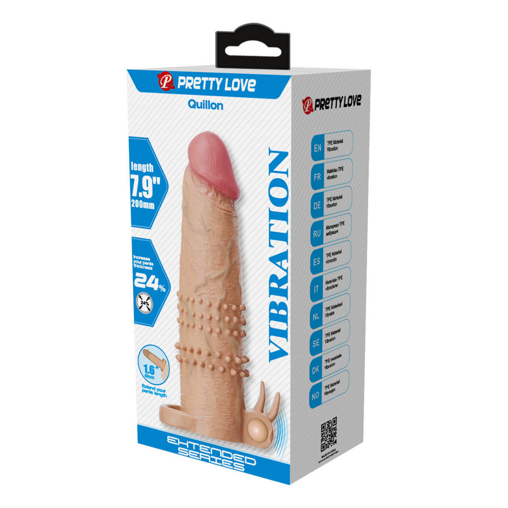Подовжуюча насадка з вібростимуляцією Pretty Love - Quillon Vibrating Penis Sleeve Skin, BI-026281Z Sex Aura Київ - фото 8