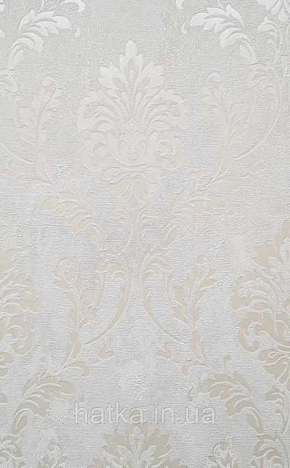 Обои виниловые на флизелине Grandeco Universe 5 вензеля завитки серебристые на молочном Киев - изображение 1