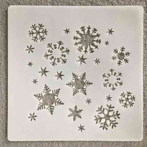 Новогодний трафарет на окна Снежинки 20 на 20 см серый Киев
