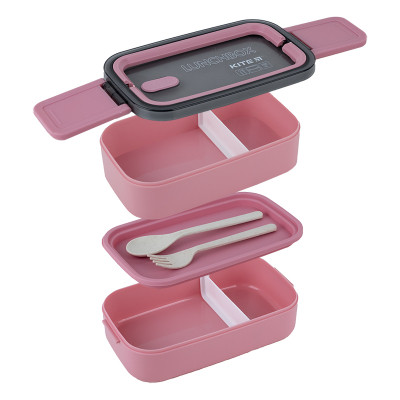 Ланч-бокс детский Kite двойной с наполнением 1400 мл, розовый (K23-183-3) Винница - изображение 4
