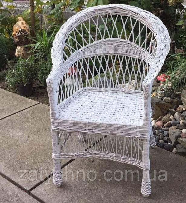 Крісло зручне біле плетене Київ - фото 4