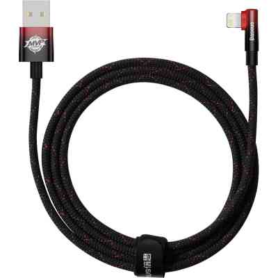 Дата кабель USB 2.0 AM to Lightning 2.0m 2.4A 90° corner black/red Baseus (CAVP000120) Вінниця