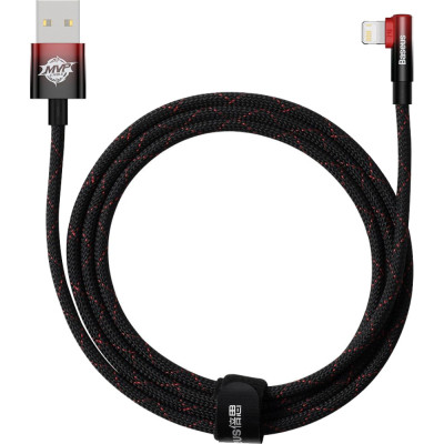 Дата кабель USB 2.0 AM to Lightning 2.0m 2.4A 90° corner black/red Baseus (CAVP000120) Винница - изображение 1