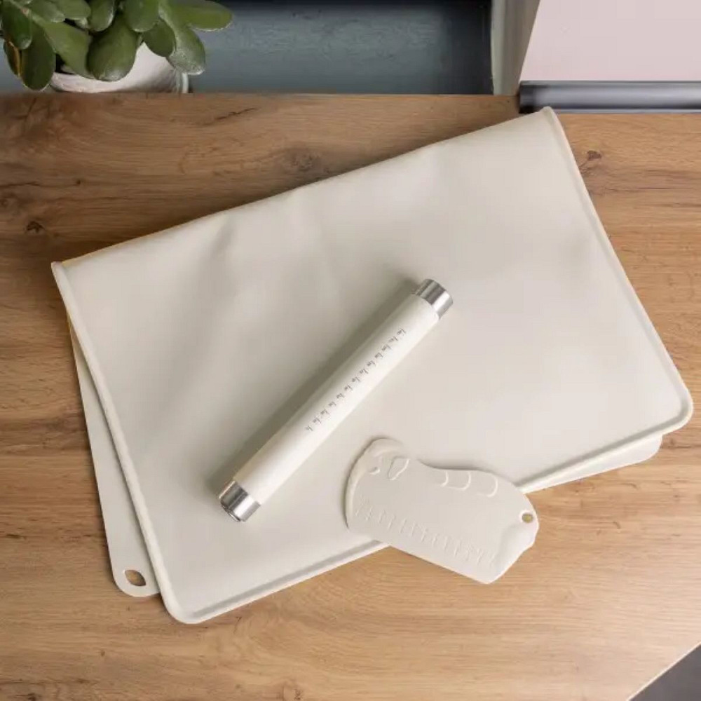 TS Kitchen Силіконовий килимок зі качалкою для розкочування тіста Бежевий HP34547W Киев - изображение 2