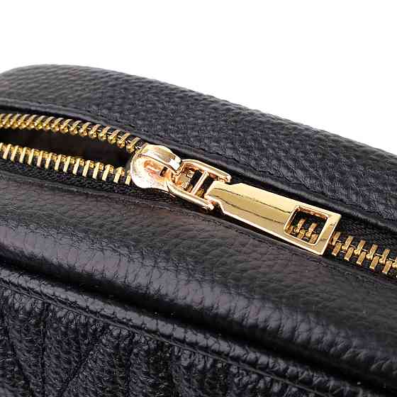 Компактная стеганая сумка для женщин из натуральной кожи Vintage 22894 Черный Киев