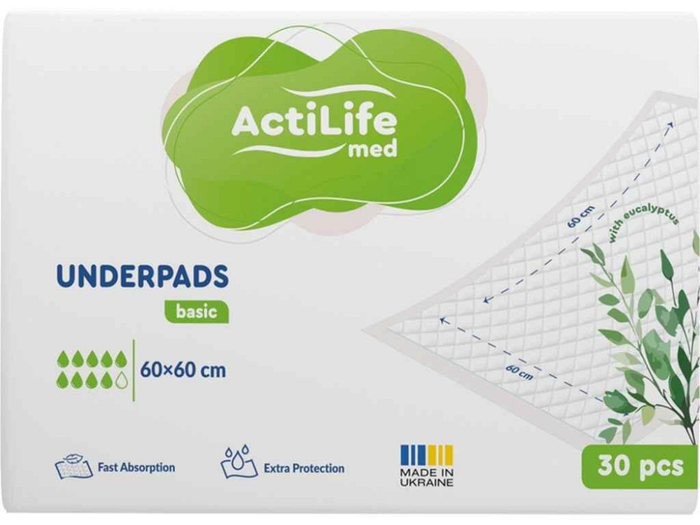 Пеленки для взрослых 30шт гигиенические поглощающие Actilife Med Basic 60х60см ТМ ACTILIFE Киев - изображение 1
