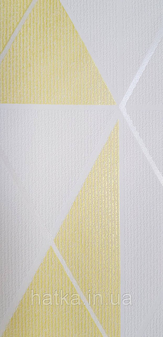 Шпалери вінілові на флізелін Marburg Chelsea 81973 ромби на білому квадрати на жовтому тлі білі смуги Київ - фото 2