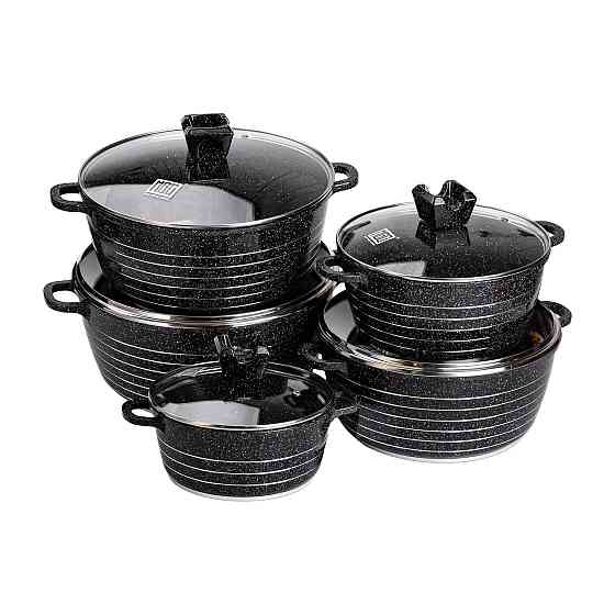 Набор из 5 хозяйственных кастрюль, 2,5-9 литров, толстое дно, алюминий MGC HP-4-411B Киев