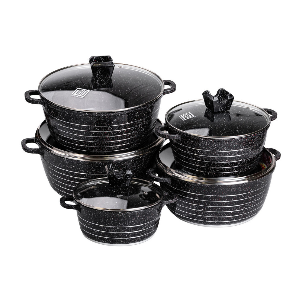 Набор из 5 хозяйственных кастрюль, 2,5-9 литров, толстое дно, алюминий MGC HP-4-411B Киев - изображение 1