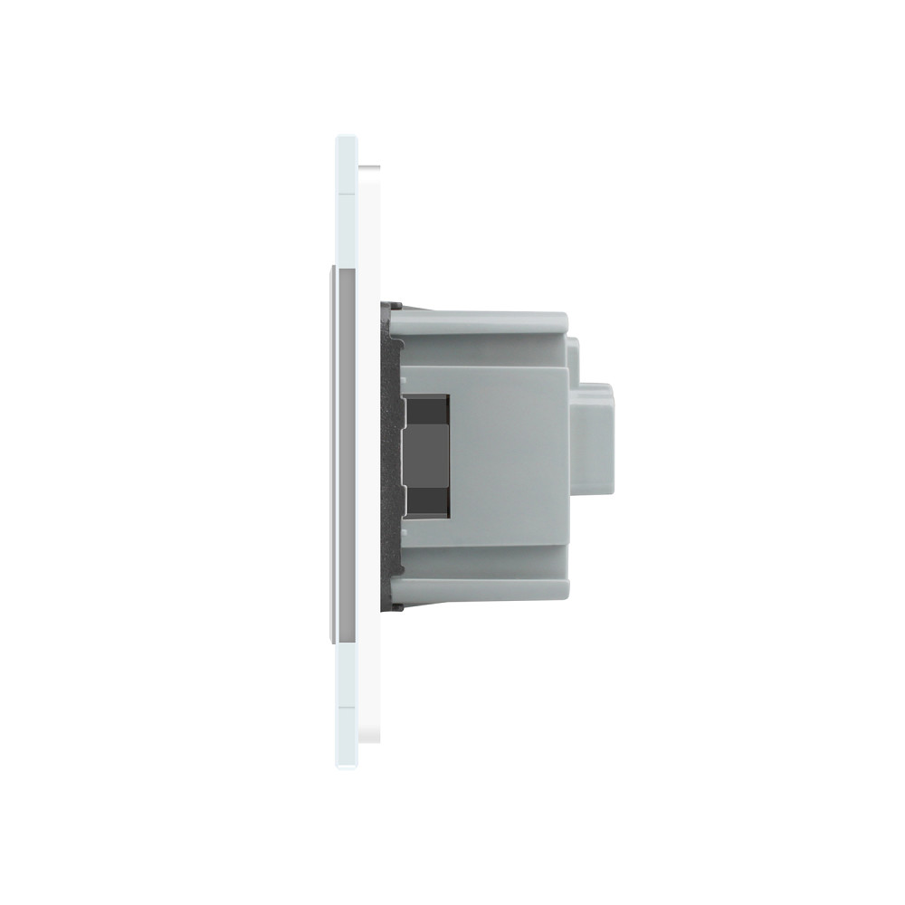 LIVOLO Електрична розетка з заземленням LIVOLO, сіра з білою рамкою, шторки, скло, 250В 16А (VL Коломия - фото 6