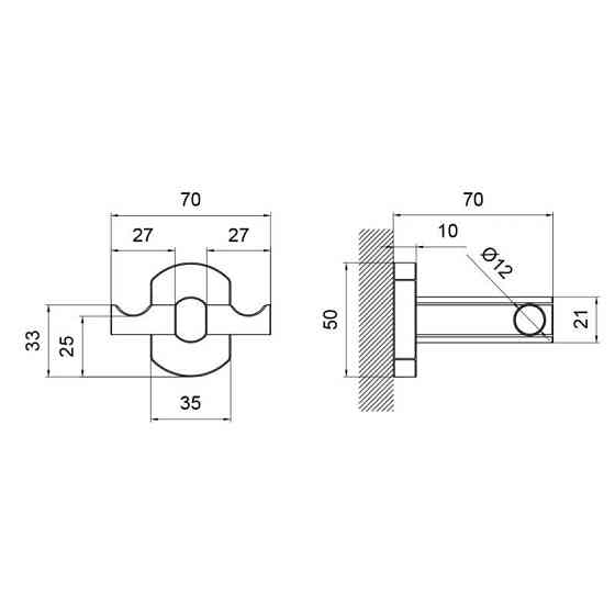 Крючок для полотенец двойной настенный Qtap Liberty BLM 1154 черный Киев