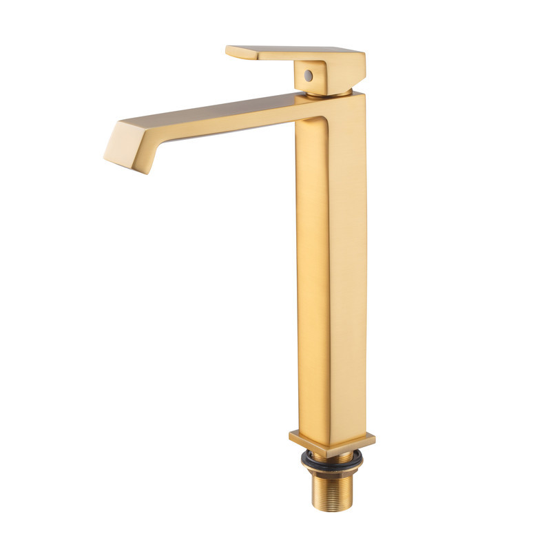 Смеситель для умывальника Haiba GAUDI 001 (HIGH) в цвете Brushed Gold (HB9597) Харьков - изображение 4