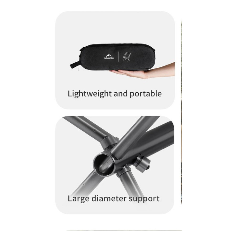 Стул складной ультралегкий Naturehike CNK2450JJ015 Stellaluna L04, размер L, алюминий, серый Киев - изображение 2