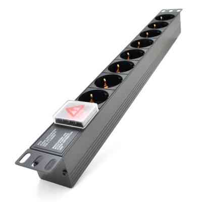 Силовой блок 19" 8 розеток, без кабеля, выключатель, алюм. корпус Pipo (PP8PDUGRC14) Винница