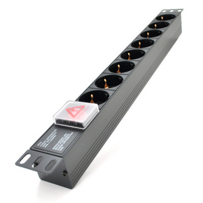 Силовий блок 19&quot; 8 розеток, без кабеля, вимикач, алюм. корпус Pipo (PP8PDUGRC14) Вінниця - фото 1