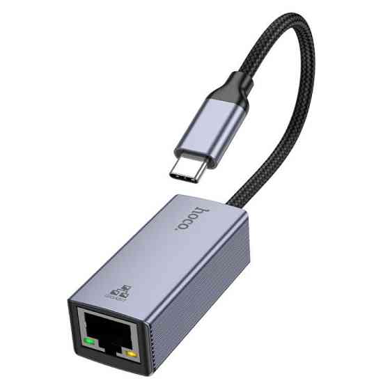 Мережевий адаптер HOCO UA37 Type-C ethernet adapter (1000 Mbps) Metal Gray Київ