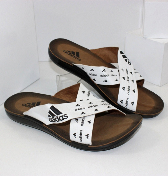 Мужские Шлёпанцы Тапочки Adidas Сланцы Белые Адидас ( размеры: 40,41,42,43,44,45) Днепр - изображение 8