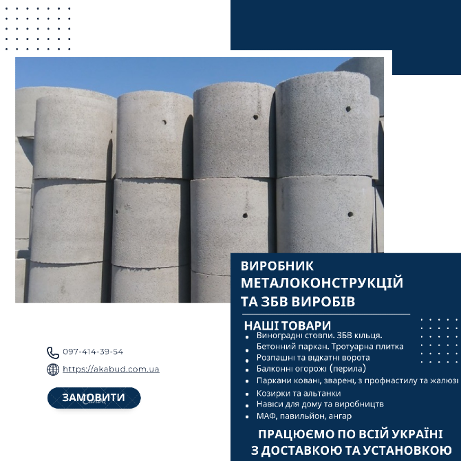 Бетонные заборы от производителя в Украине. Сбв кольца, дно, крышка Кривой Рог - изображение 1