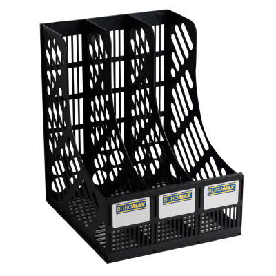 Лоток для бумаг Buromax вертикальный 3 в 1 черный (BM.6100) Винница - изображение 1