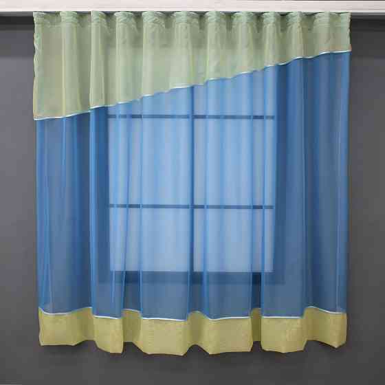 Кухонная занавеска VR-Textil № 047к голубой с желтым 280х170 см (52-0975) Киев