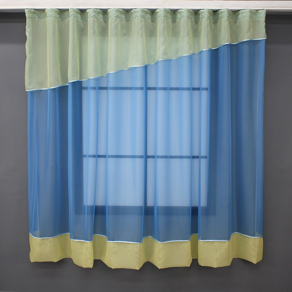 Кухонная занавеска VR-Textil № 047к голубой с желтым 280х170 см (52-0975) Киев - изображение 1