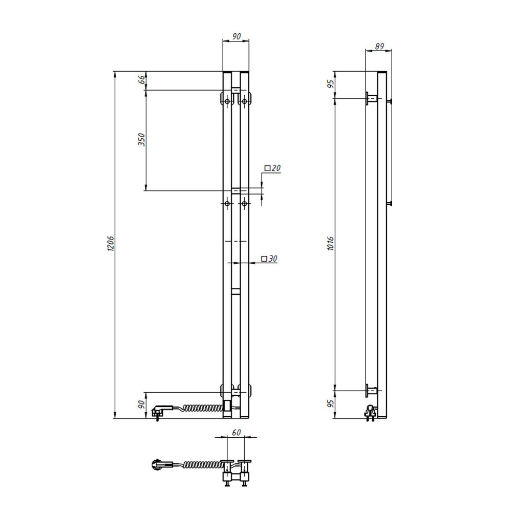 Рушникосушка електрична Navin Силует Квадро 90х1200 Sensor права, біла Київ - фото 7