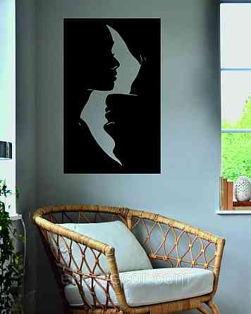 Декоративне настінне 3D Панно «Силует пари», Декор на стіну з об'ємом 110*68 см, Чорний Київ
