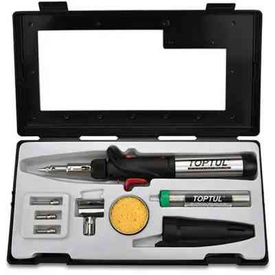 Газовый паяльник Toptul 150W с комплектом насадок 8шт. (EGAE0801) Винница
