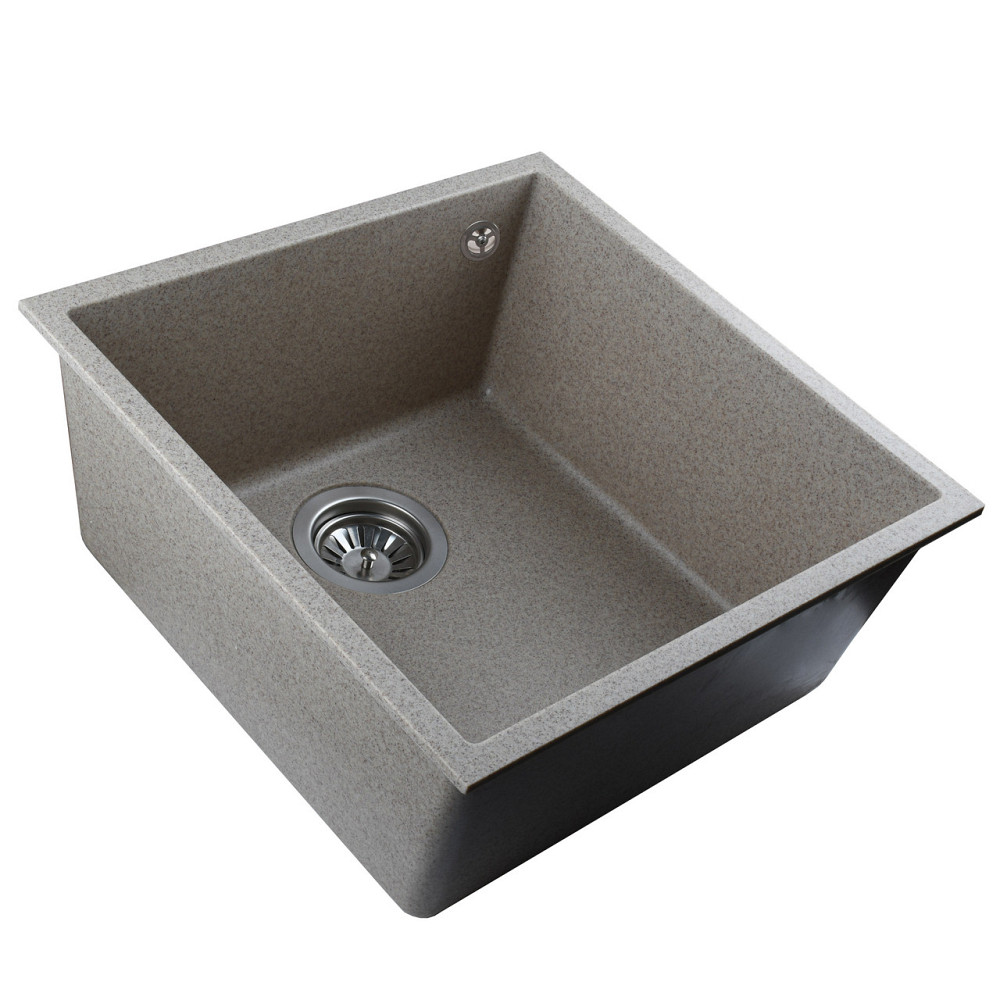 Гранітна мийка Globus Lux AMMER пiдстiльна, мигдаль 440 х 440 мм (000028706) Київ - фото 3