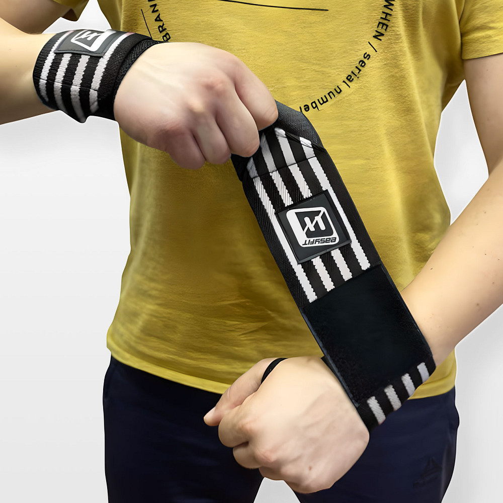 Кистьові бинти EasyFit 50х8 см фіксатор на зап'ястя (чорно-білі) Коломия - фото 6