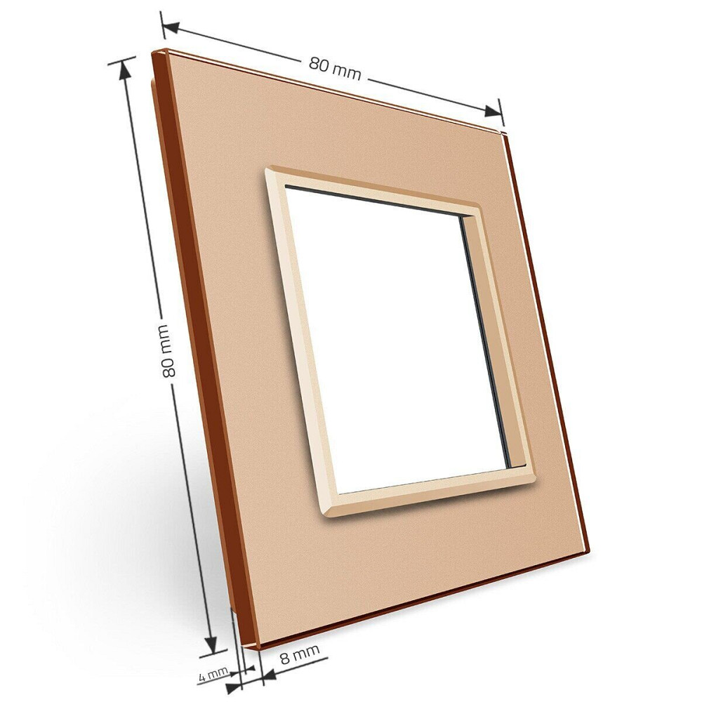 Рамка 1-постова LIVOLO, загартоване скло, золота, 80×80 мм (VL-P7E-2A) Коломия - фото 7
