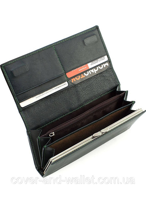 Жіночий бордовий шкіряний гаманець на багато карток Marco Coverna Зелений Київ - фото 5