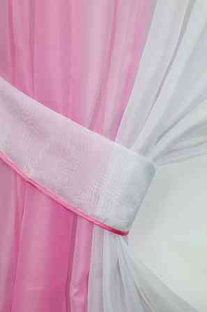 Кухонные шторы VR-Textil № 017к комбинированные с подвязками розовый с белым 265х170 см (50-020) Киев