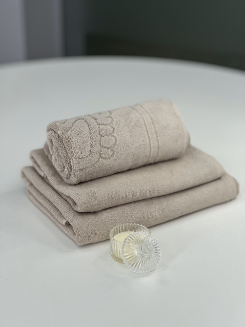 Комплект махровых полотенец + коврик для ног Ideal Textile Світло-бежевий Черновцы - изображение 8