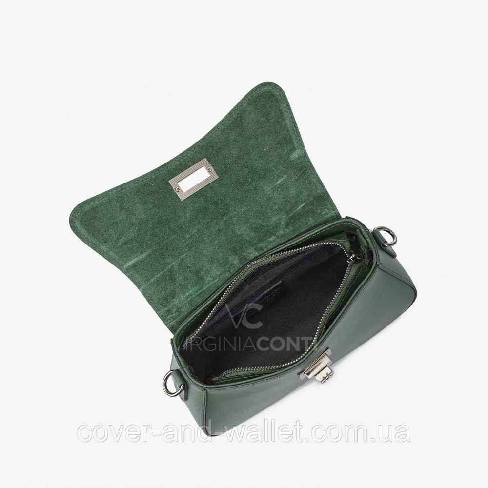 Темно-зелена жіноча сумочка через плече з гладкої шкіри Virginia Conti 03765 Київ - фото 2