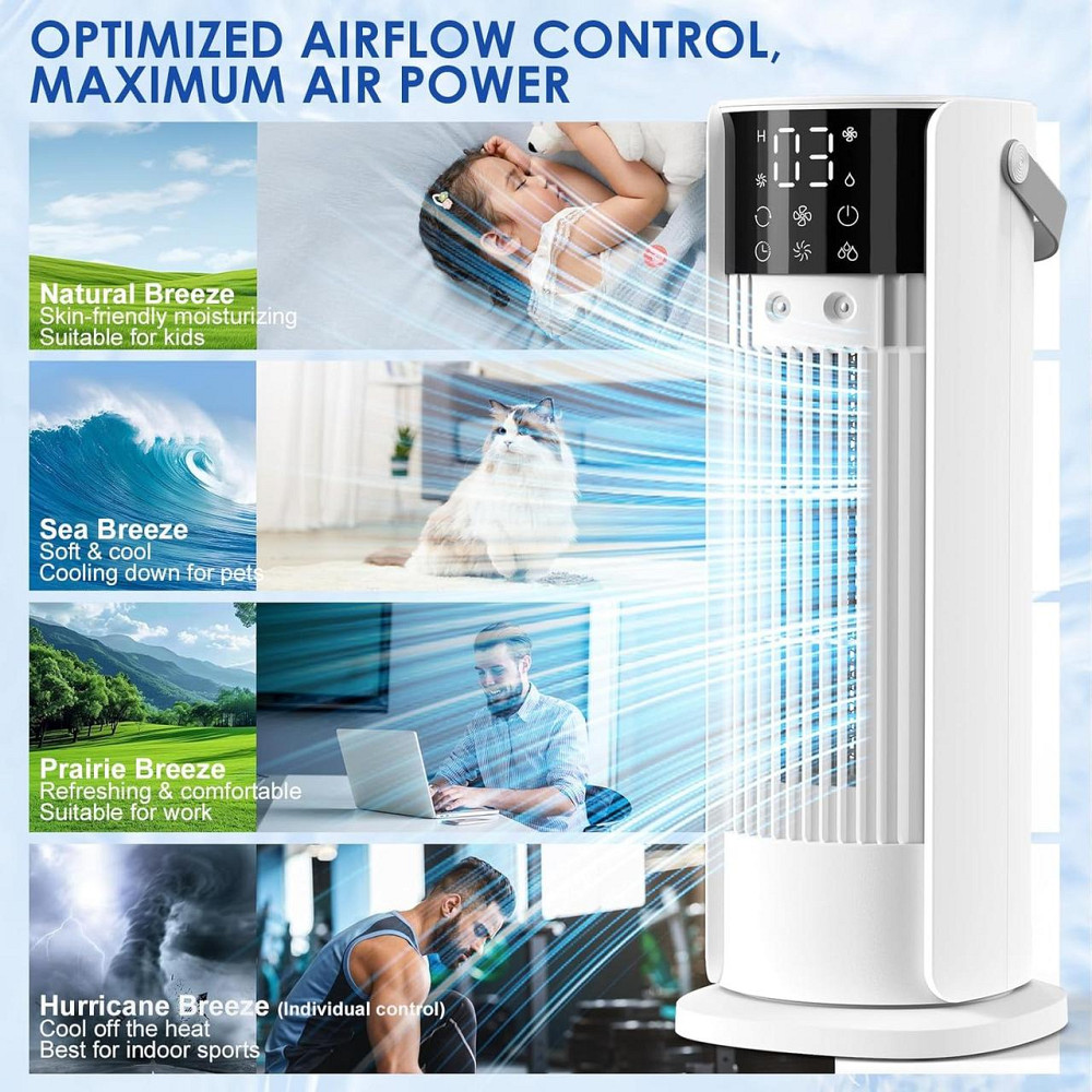 Кондиціонер портативний FIAHNG LY-ES-TS-01 білий 700 мл вентилятор-охолоджувач з пультом 90° осциляція 4 режими таймер 2-10 год Київ - фото 8