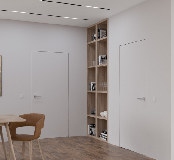 Межкомнатные двери скрытого монтажа Abwehr Smart Invisible Outside Кромка алюминий серый 820х2005 мм Киев