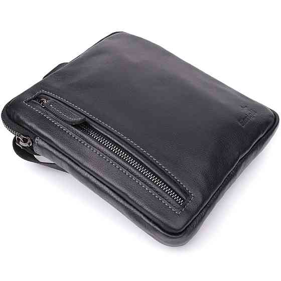 Сумка на плече для чоловіків із міцної зернистої шкіри Shvigel 23152 Чорний Київ