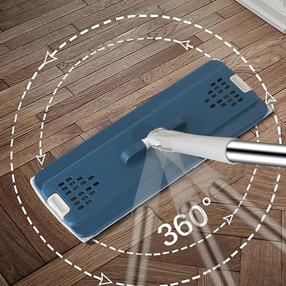 Швабра с ведром 11л с отжимом и 2 насадками Cleaning Mop, Синяя / Комплект для уборки швабра лентяйка и ведро / Швабра для мытья Киев - изображение 6