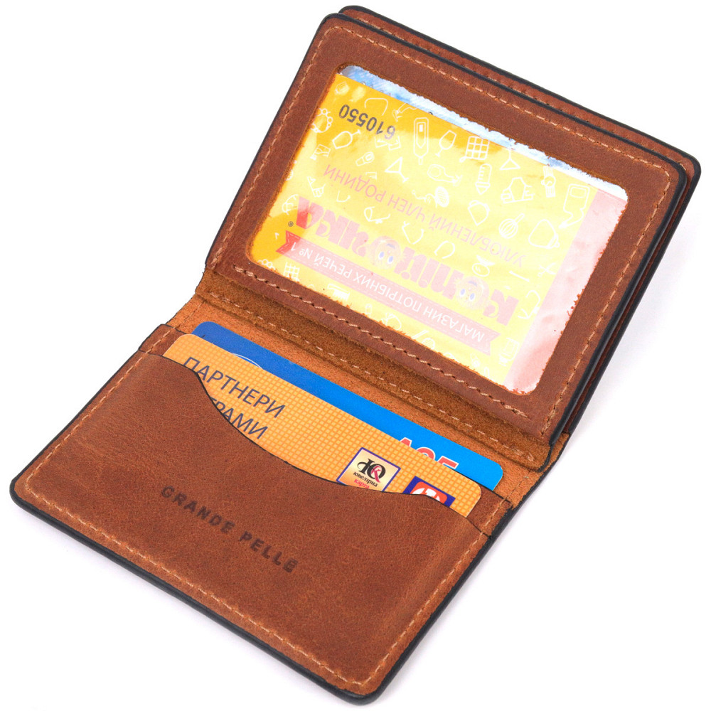 Чудова обкладинка на автодокументи у вінтажній шкірі Україна GRANDE PELLE 16712 Світло-коричнева Київ - фото 6