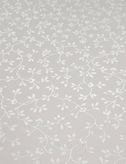 Шпалери флізелінові еко Rasch Sophia 0.53х10 прованс рослинний принт квіти листя маленькі срібло на білому Київ - фото 1