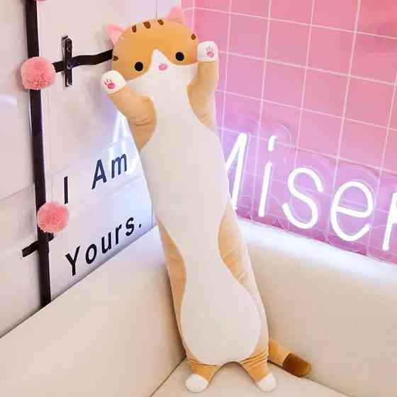 Іграшка подушка Кіт Батон, 90 см, EL-2117-7, Коричнева / М'яка іграшка обіймашка / Дитяча іграшка Котик Київ