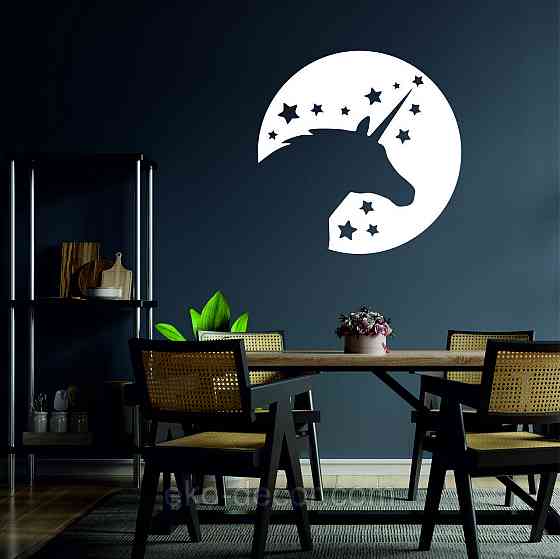 Декоративное настенное Панно «Единорог», Декор на стену 70*70 см, Белый Киев