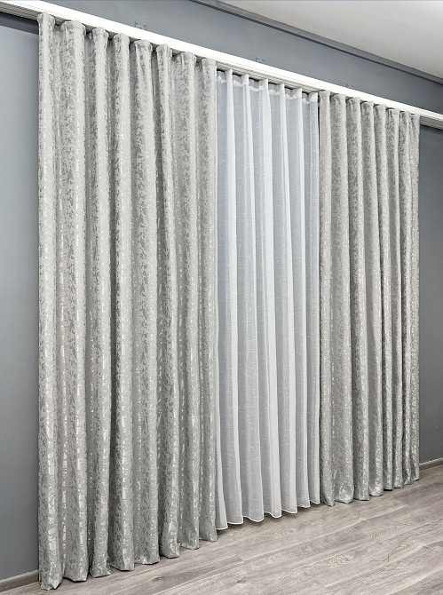 Комплект готовых штор VR-Textil Лен мрамор Pavliani ХО № 1263ш Светло-серый 100х280 см 2 шт (31-588) Киев - изображение 20