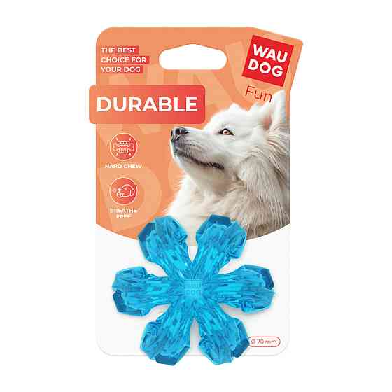 Іграшка для собак WAUDOG Fun Durable Дихаючий м'яч, термопластична гума, 70 мм, блакитний Київ