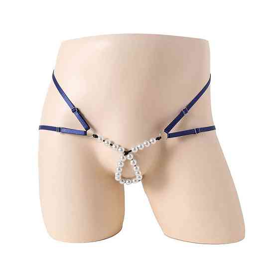 Стрінги чоловічі з намистинками one size синій Київ