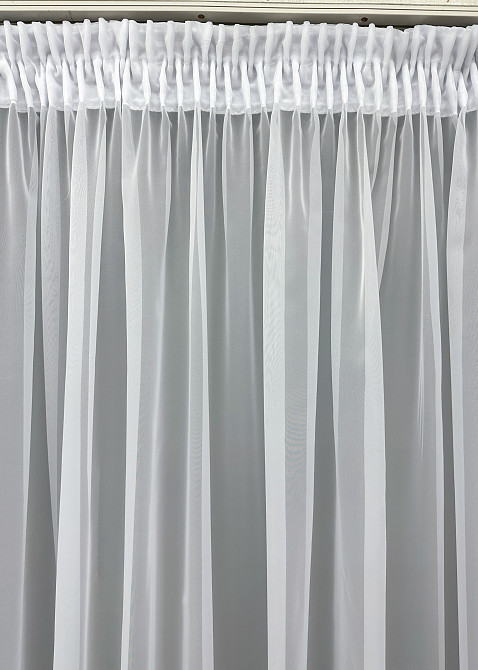 Тюль з тасьмою Вафелька VR-Textil н101 Шифон однотонний Білий 600х250 см (44-015) Київ - фото 7