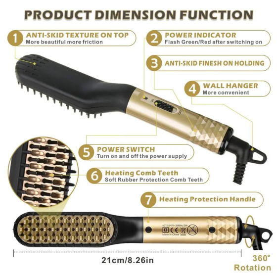 Керамический выпрямитель для бороды и волос 2 в 1 Beard & Hair Straightener 35 Вт, расческа-выпрямитель, 3 температурных режима Киев
