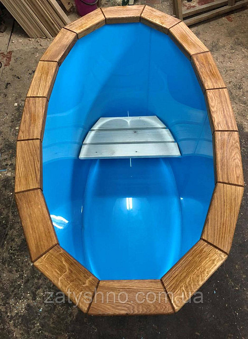 Купель дубова овальна з поліпропіленовою вставкою 120*75*110 Київ - фото 5