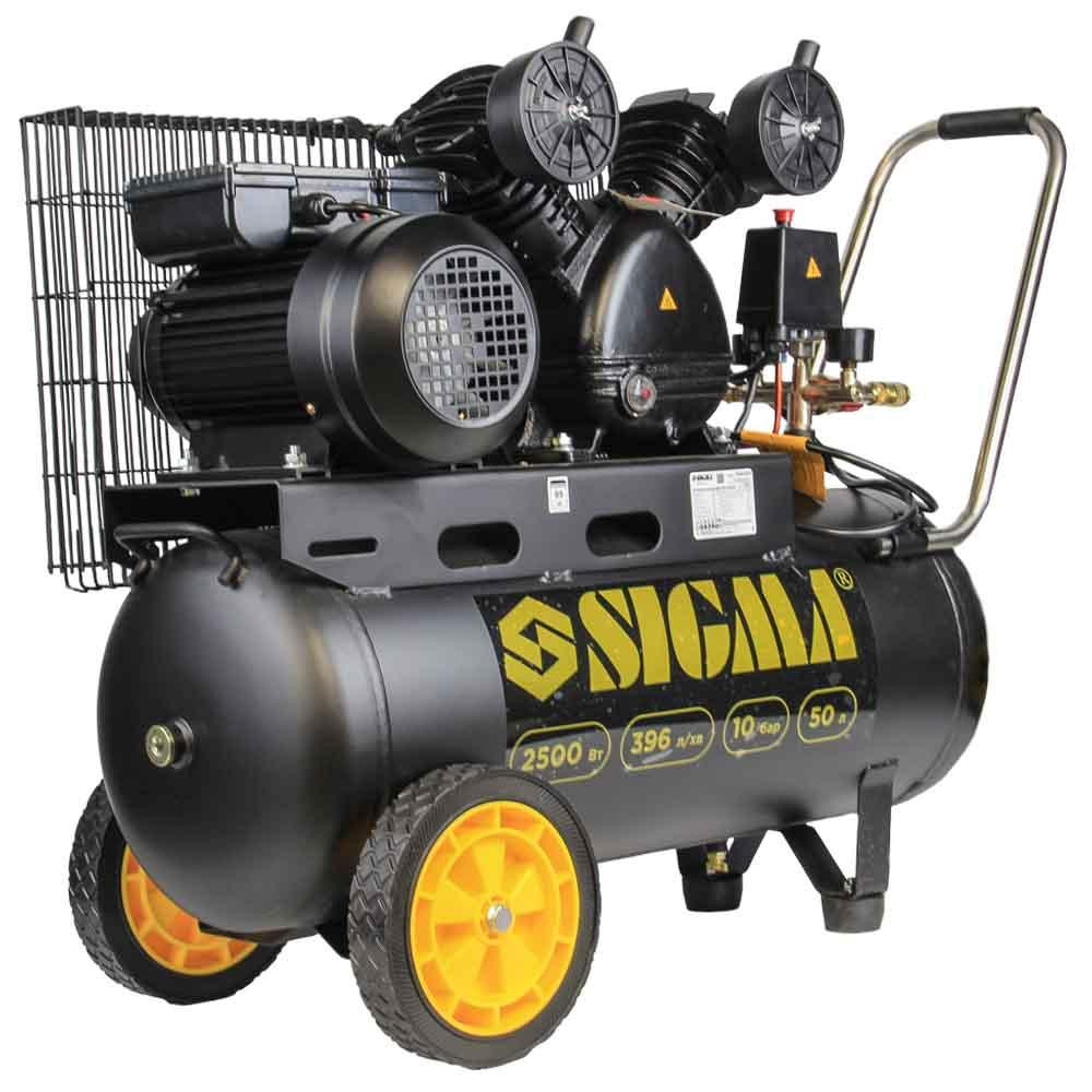 Компресор двоциліндровий ремінний (V) 2.5 кВт 396 л/хв 10бар 50 л (2 крани) SIGMA (7044131) Київ - фото 10